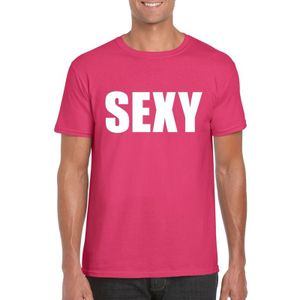 Sexy tekst t-shirt roze heren - Feestshirts
