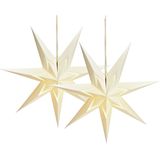 Decoratie kerststerren - 2x st- wit - 60 cm - papier - 7 punten - hangend  - Kerststerren