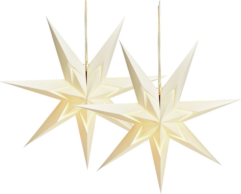 Decoratie kerststerren - 2x st- wit - 60 cm - papier - 7 punten - hangend  - Kerststerren