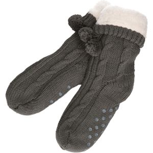 Gebreide grijze huissokken - Verwarmde sokken