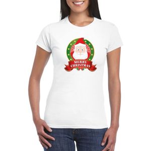 Witte Kerst t-shirt met Kerstman print voor dames Merry Christmas - kerst t-shirts