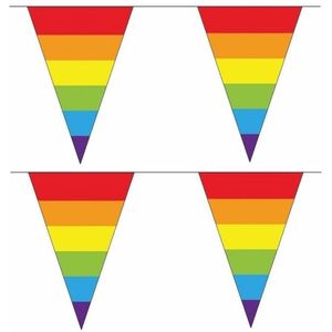 2 stuks regenboog versiering vlaggetjes 40 m - Vlaggenlijnen