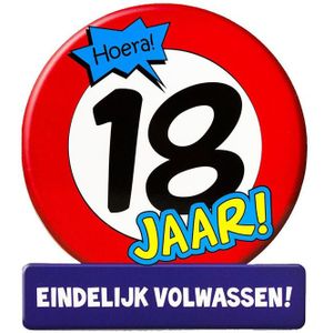 Verjaardagskaart stopbord 18 jaar - Wenskaarten
