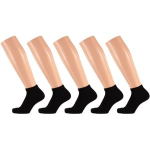 5x Basic damessokken zwart onesize 36-41 enkel/sneaker - Sokken