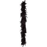 Carnaval verkleed boa met veren - 2x - zwart - 180 cm - 80 gram - Glitter and Glamour - Verkleed boa