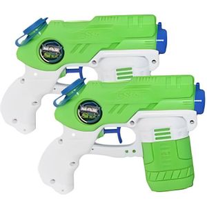 Waterpistooltje/waterpistool - 4x - groen/wit - 18 cm - speelgoed - Waterpistolen