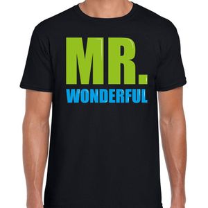 Mr. wonderful fun tekst t-shirt zwart heren - Feestshirts