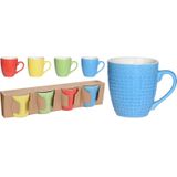 Set van 16x stuks luxe gekleurde stoneware bekers/koffiekopjes 240 ml - Kopjes/koffiebekers