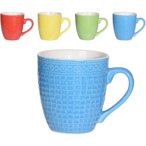 Set van 16x stuks luxe gekleurde stoneware bekers/koffiekopjes 240 ml - Kopjes/koffiebekers