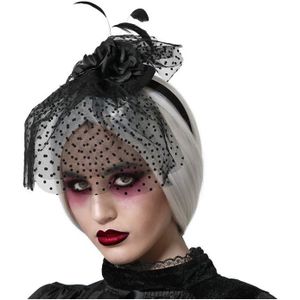 Halloween/horror verkleed diadeem/tiara/sluier - zombie/heks/lady - kunststof - dames/meisjes - Verkleedhoofddeksels