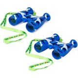 2x stuks kinder speelgoed verrekijkers blauw voor peuters 9 cm - Verrekijkers