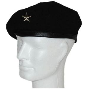 Zwarte baret met ster embleem - Verkleedhoofddeksels