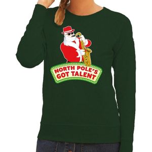 Foute kersttrui groen North Poles Got Talent voor dames - kerst truien