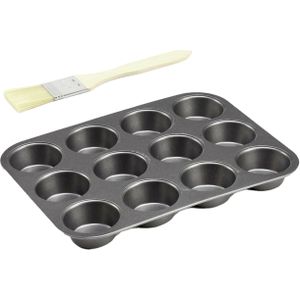 Muffins/cupcakes bakvorm/bakblik - 26 x 20 cm - incl. houten invetborstel