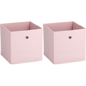 Zeller opbergmand/kastmand - 2x - 22 liter - lichtroze - 28 x 28 x 28 cm