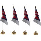 4x stuks Nepal tafelvlaggetjes 10 x 15 cm met standaard - Vlaggen