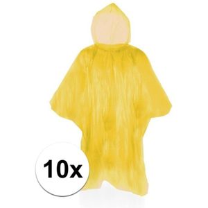 10 stuks voordelige gele regenponchos - Regenponcho's