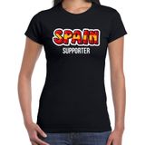 Zwart t-shirt Spain / Spanje supporter EK/ WK voor dames - Feestshirts