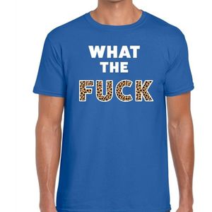 What The Fuck tijgerprint heren T-shirt blauw - Feestshirts