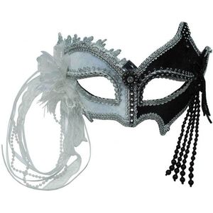 Zwart met wit Venetiaans carnaval oogmasker - Verkleedmaskers
