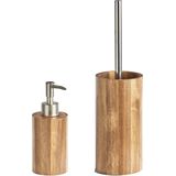 Zeller - WC/toiletborstel - Natuurlijk - Acacia Hout - Met Houder en Zeeppompje
