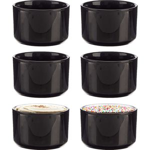 Vessia amuse/dessert kommetjes/serveer schaaltjes - set 12x stuks - zwart - 10 x 6 cm - keuken/eettafel - keramiek