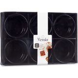 Vessia amuse/dessert kommetjes/serveer schaaltjes - set 12x stuks - zwart - 10 x 6 cm - keuken/eettafel - keramiek