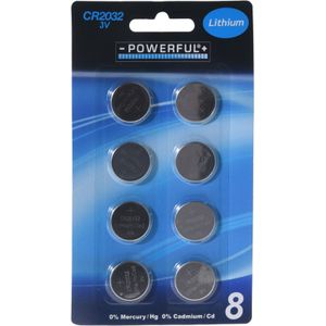 3V CR2032 Powerfull Lithium  Batterijen - 8 stuks