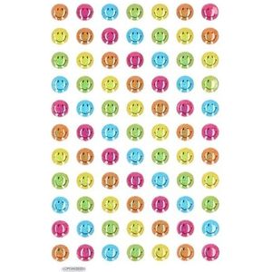 75x gekleurde smiley stickers op vel - Stickers