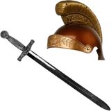 Romeinse carnaval verkleed ridderhelm met zwaard 63 cm voor heren - Verkleedhoofddeksels
