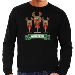 Foute Kersttrui/sweater voor heren - winedeer - zwart - wijn - rendier - Rudolf - kerst truien