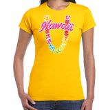 Hawaii slinger t-shirt geel voor dames - Feestshirts