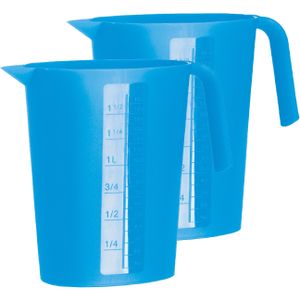 Juypal Schenkkan/waterkan - 2x - blauw - 1,75 liter - kunststof -L22 x H20 cm
