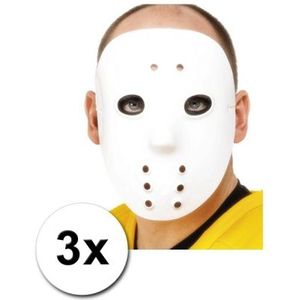 3 witte hockey maskers - Verkleedmaskers