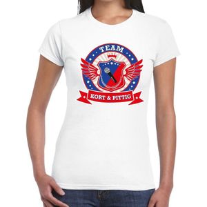 Wit Kort en Pittig team t-shirt dames - Feestshirts