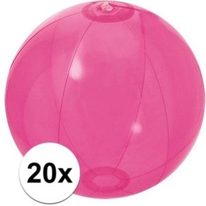 20x Opblaas strandbal fuchsia roze - Strandballen