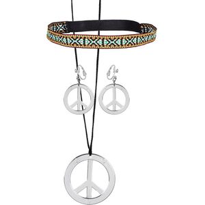 Carnaval/verkleed accessoires Hippie/sixties sieraden set - ketting/oorbellen/haarband - Verkleedattributen