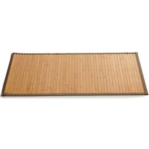 Badkamer vloermat anti-slip lichte bamboe 50 x 80 cm met grijze rand - Badmatjes