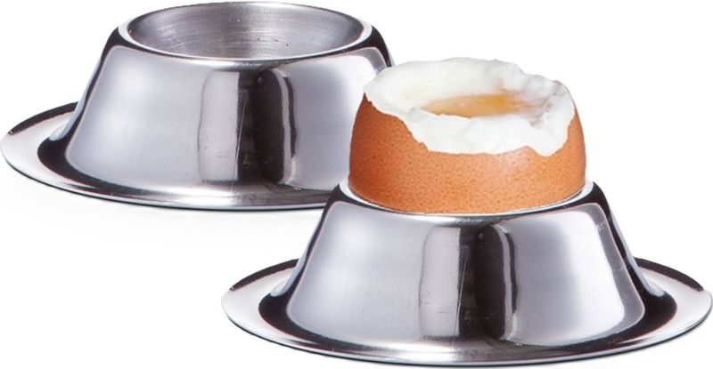 Zeller - Eierdopjes - Zilver - 2x - RVS - 5 cm