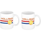 4x stuks Holland vlag met medaille mok/ beker wit 300 ml