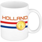 4x stuks Holland vlag met medaille mok/ beker wit 300 ml