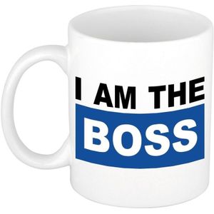I am the boss mok / beker - blauw - 300 ml - keramiek - heren