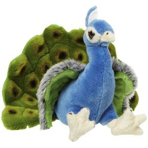 Pluche Pauw Knuffel van 18 cm - Dieren Speelgoed Knuffels Cadeau - Pauwen Vogels Knuffeldieren