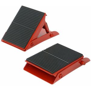 Wielkeggen set - 2x - rood/zwart - metaal - 13 x 14 cm - voor aanhangers/caravans - Auto-accessoires