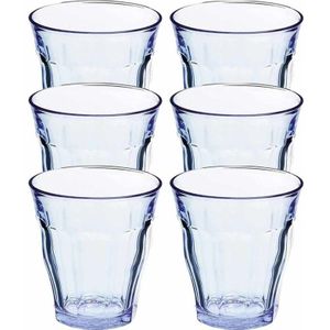 6x Drinkglazen/waterglazen blauw Picardie hardglas 31 cl - Drinkglazen