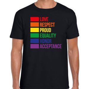 Gay Pride t-shirt met tekst - heren - zwart - Regenboog vlag - LHBTI - Feestshirts