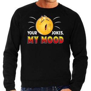 Funny emoticon sweater Your jokes my mood zwart heren - Feesttruien