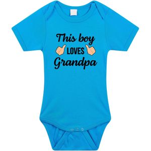 This boy loves grandpa cadeau baby rompertje blauw jongens - Rompertjes
