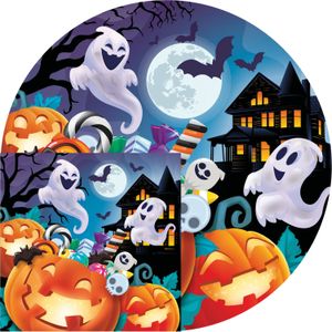 Halloween/horror pompoen feest servies - borden/servetten - 24x - oranje - papier - Feestbordjes