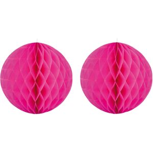 Set van 3x stuks decoratie bollen/ballen/honeycombs fuchsia roze 50 cm - Hangdecoratie